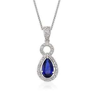   80ct Sapphire, .80ct t.w. Diamond Teardrop Necklace In Gold Jewelry