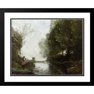 Corot, Jean Baptiste Camille 36x28 Framed and Double Matted Le cours d 