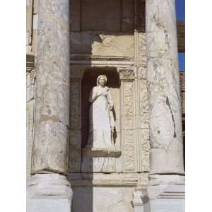 Statue in Facade of Reconstructed Library of Celsus, Archaeological 