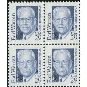 EARL WARREN ~ CHIEF JUSTICE OF THE UNITED STATES #2184 Block of 4 x 29 