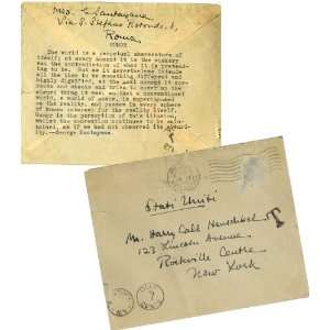 George Santayana Spanish Poet Authentic Autographed Vintage Envelope 