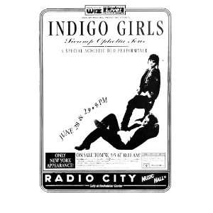 Indigo Girls Swamp Ophelia Tour Radio City Music Hall 11x17 Concert 