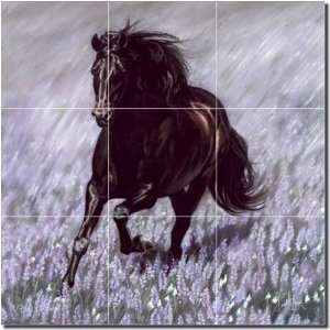 Field of Dreams by Kim McElroy   Horse Equine Ceramic Tile Mural 18 x 