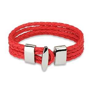  Red Braided Leather Multi Strap Bracelet West Coast 