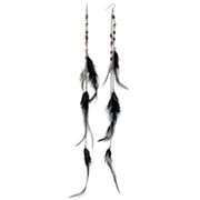 Mudd Silver Tone Bead and Feather Drop Earrings