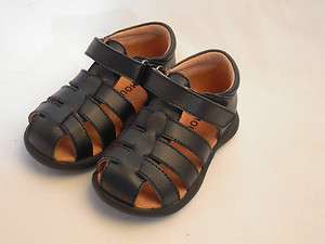   Toddler Boys A6 Classic Leather Fisherman Sandal with Velcro Strap