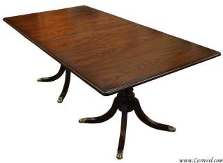 Custom Mahogany Duncan Phyfe Double Pedestal Dining Room Table  