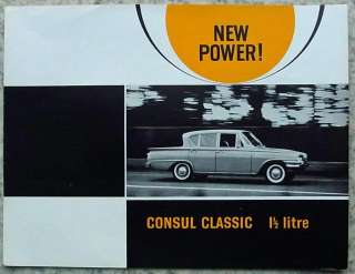 FORD CONSUL CLASSIC 1 ½ LITRE Car Sales Brochure 1963 #X686/862 