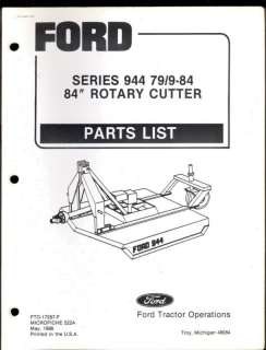 1986 FORD 84 ROTARY CUTTER MOWER SERIES 944 PART BOOK  