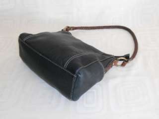 Fossil Small Black Brown Soft Pebbled Leather Handbag  
