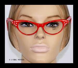 New RED 50s Retro Cat Eye/Cateye Glasses  