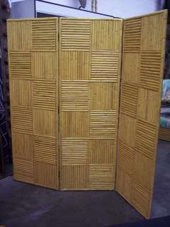 Three Panel Hawaiian Vintage Style Rattan Room Divider  