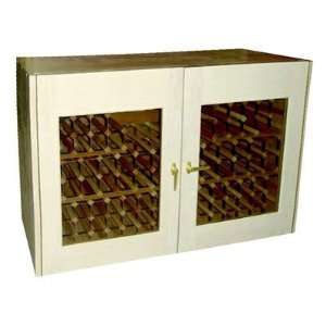   Door Oak Wine Cooler Credenza with Rectangular Glass Doors Kitchen