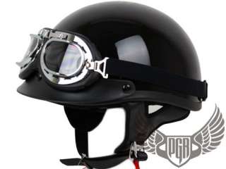Black Flame PGR Motorcycle Helmet w/ Goggle Harley XL  
