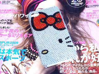Hello Kitty Rhinestone Iphone 4G Case Cover white Bling  