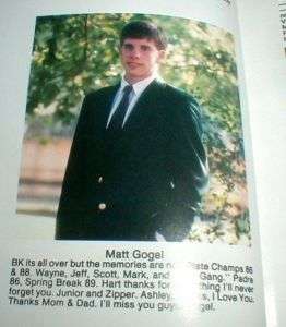 1989 Tulsa High School Yearbook Matt Gogel PGA Golfer  