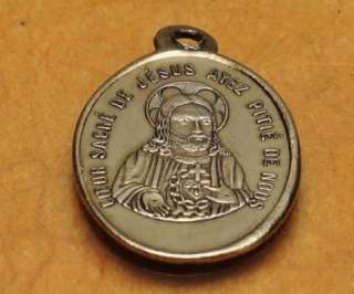 Antique Vtg Sacred Immaculate Heart Jesus St Mary Catholic Medal 
