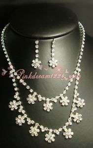 New hot style 1 Set Bridal Prom Crystal Rhinestone Necklaces Earrings 