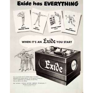  1951 Ad Exide Lead Acid Car Battery Electric Storage 