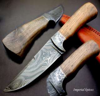 Imperial custom hand forged damascus hunting knife with sheath  