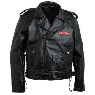   Leather Motorcycle Biker Riding Jacket Eagle Flag Patch Zip Out Liner