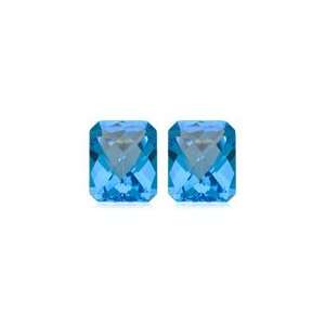   Matching Emerald Loose Swiss Blue Topaz ( 2 pcs ) Gemstones Jewelry