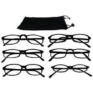  Reading Glasses Lot Of 6 Black Plastic Frame FREE Case+1 