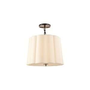 Barbara Barry Simple Scallop Chandelier in Bronze with Silk Shade by 