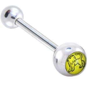  Zodiac Sign Leo Symbol Logo Barbell Tongue Ring Jewelry