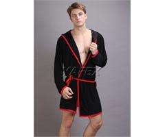 1pcs men sleepwear hoodie robes sexy Underwear Night robe Polyamide 