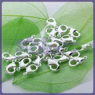50pcs Silver Stone Plated Lobster Claw Clasps 12mm  