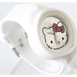 Cute Soft Rubber Hello Kitty Style Jelly watch/Sports Watch,White(With 