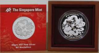 2012 Singapore Silver Double Dragon Coin  