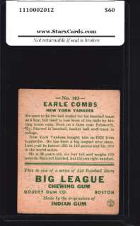 1933 Goudey Baseball #103 Earle Combs RC (Yankees) STX 4 VG/EX  