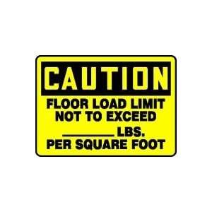  CAUTION FLOOR LOAD LIMIT NOT TO EXCEED ___ LBS. PER SQUARE 