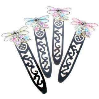 Blue Dragonfly Silver Diamante Stone Flowers Bookmark  