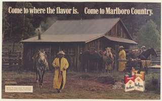 1983 Marlboro Country Men Cowboys Horses Ranch Cigarette Double Page 