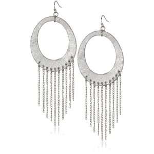 Zara Terez Fringe Silver Leather Silver Plated Chain Earrings