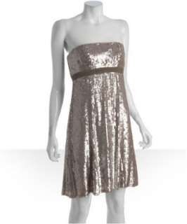 Badgley Mischka Platinum Label silver sequin strapless dress  BLUEFLY 