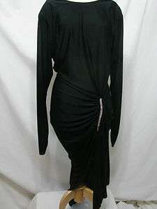 Night Moves NY Sexy Low Back Tapered/Draped/Ruched Rhinestone Trim 