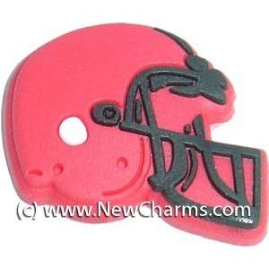    Red Football Helmet Shoe Snap Charm Jibbitz Croc Style Jewelry