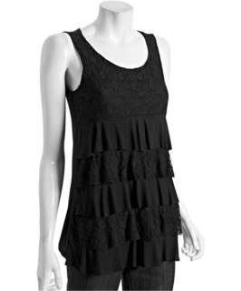 Design History black jersey and lace tiered tank
