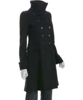 Burberry navy wool cashmere double breasted coat   