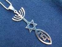 Messianic Star David ANY NAME necklace fish pendant WOW  