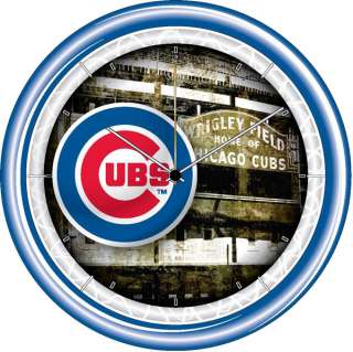 Chicago Cubs Wrigley Field Plasma Neon Clock Sign  
