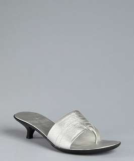 Hogan silver leather heeled thong sandals