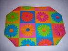 Fabric Placemats CRAZY DAISIES daisy on lime green items in Sew Hand 