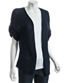 Autumn Cashmere navy cotton covertible sleeve cardigan sweater 