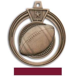 Eclipse Custom Football Medals BRONZE MEDAL/MAROON RIBBON 2.5 