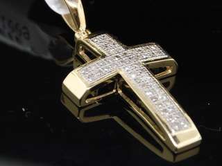LADIES YELLOW GOLD DIAMOND CROSS JESUS CHARM PENDANT  